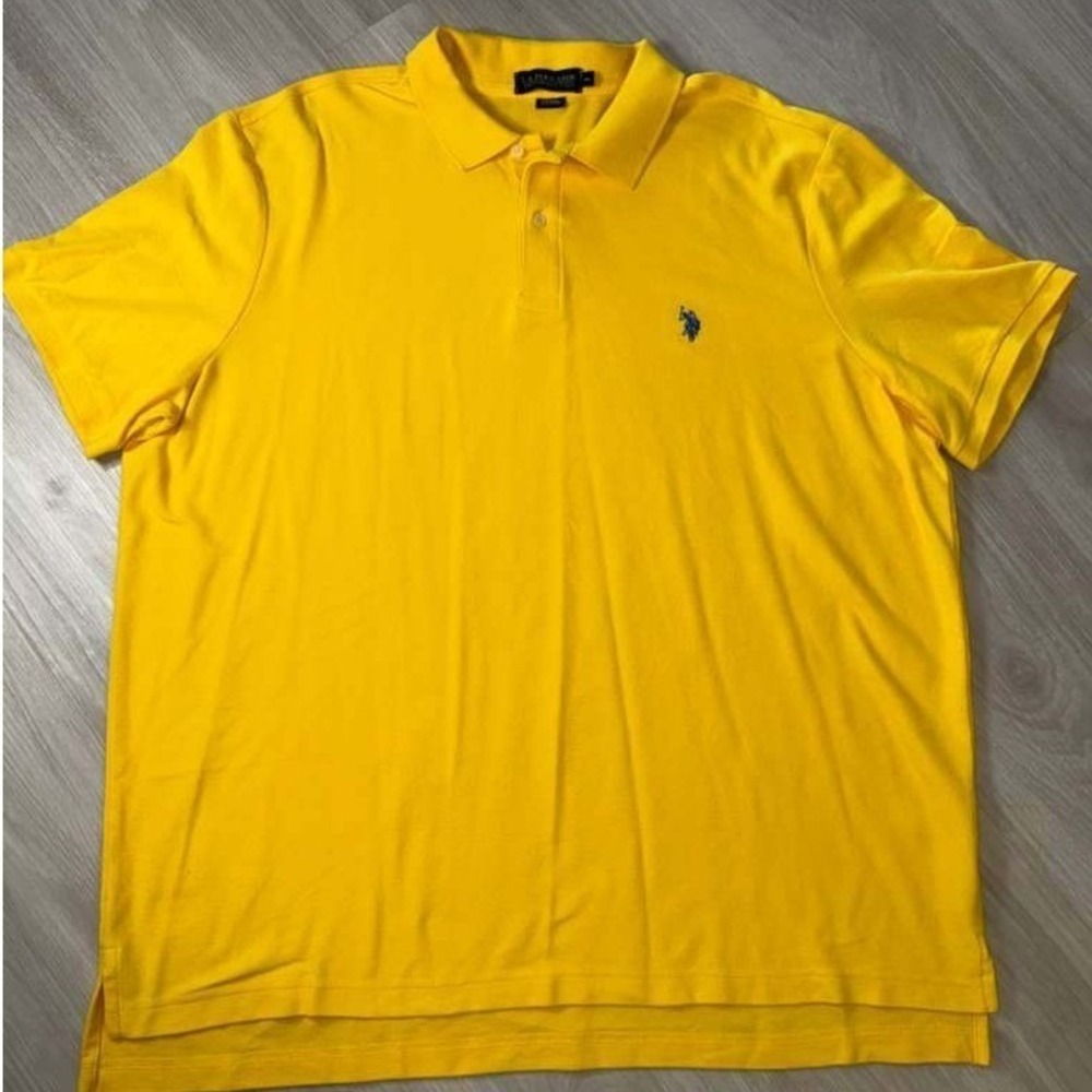 US Polo Assn Mens Yellow Performance Pique Polo Shirt Big Tall 2XL